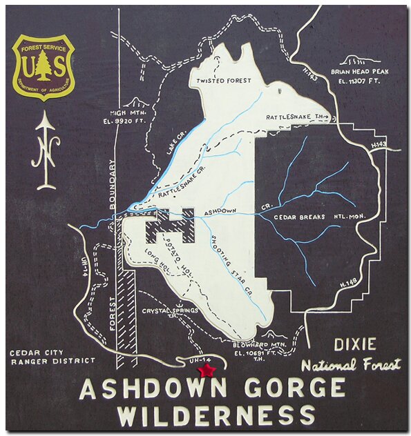 Map Ashdown Gorge Wilderness Area
