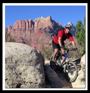 Zion Biking: Mark Mc Farland biking on the JEM Trail near Zion
