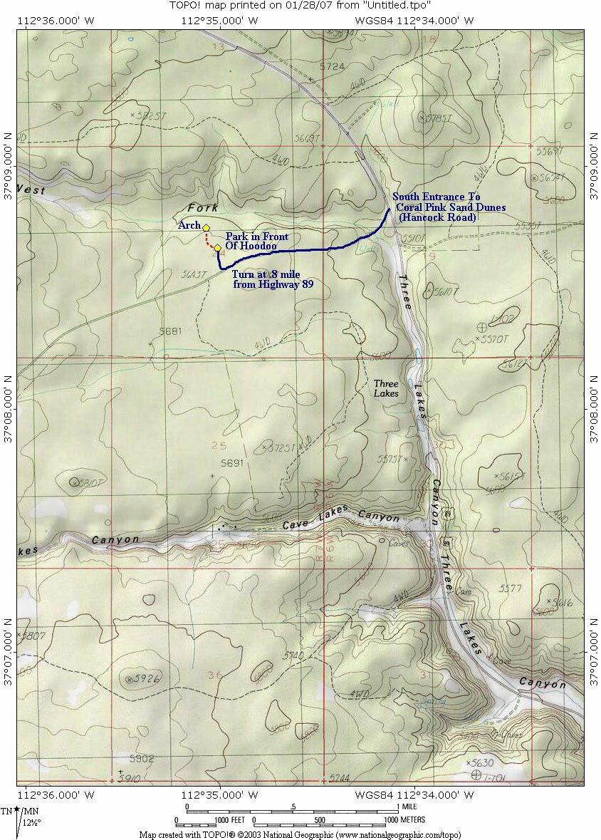 Coral Pink Sand Dunes Map