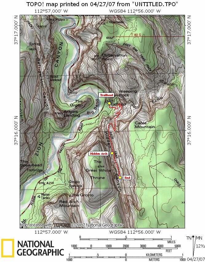 Hidden Canyon Map