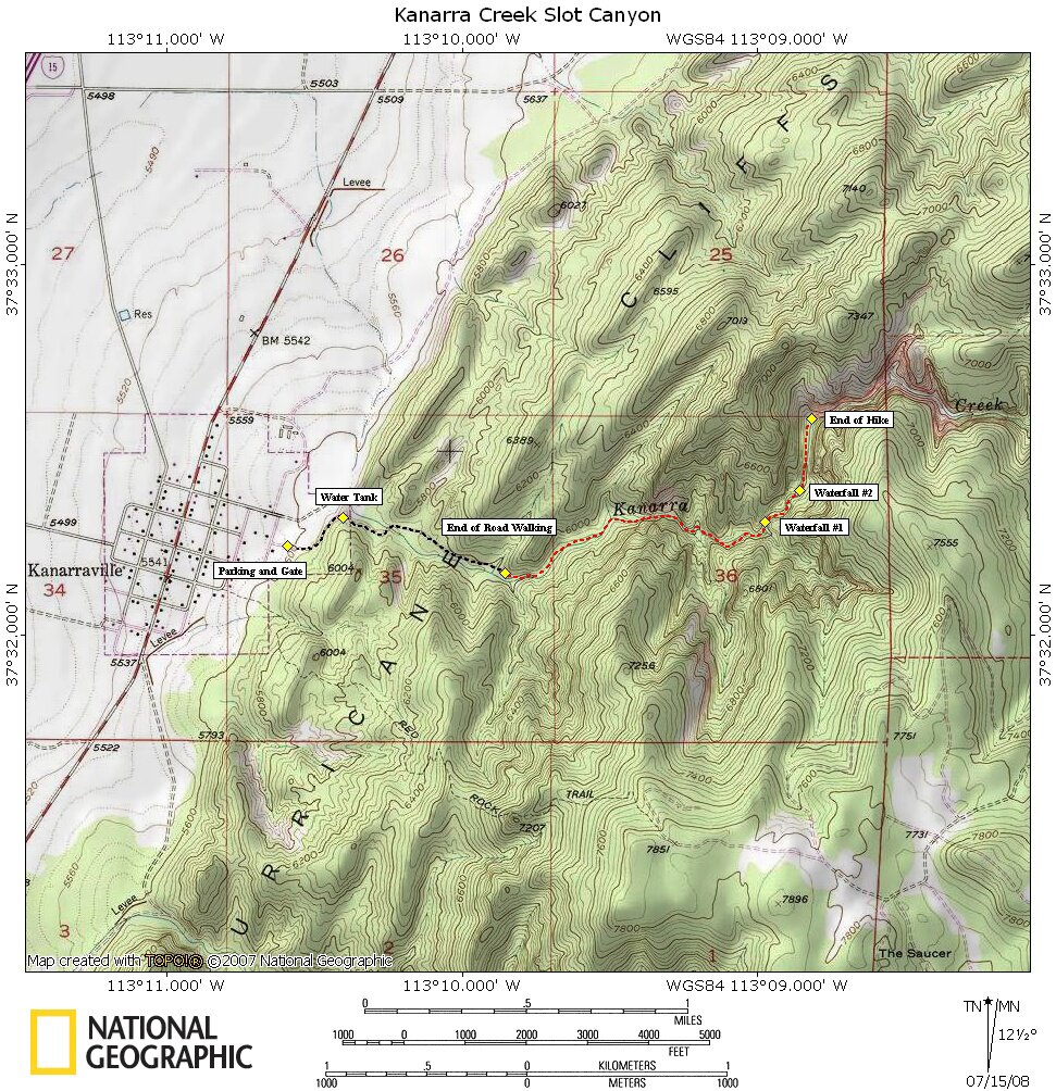 Map Kanarra Creek