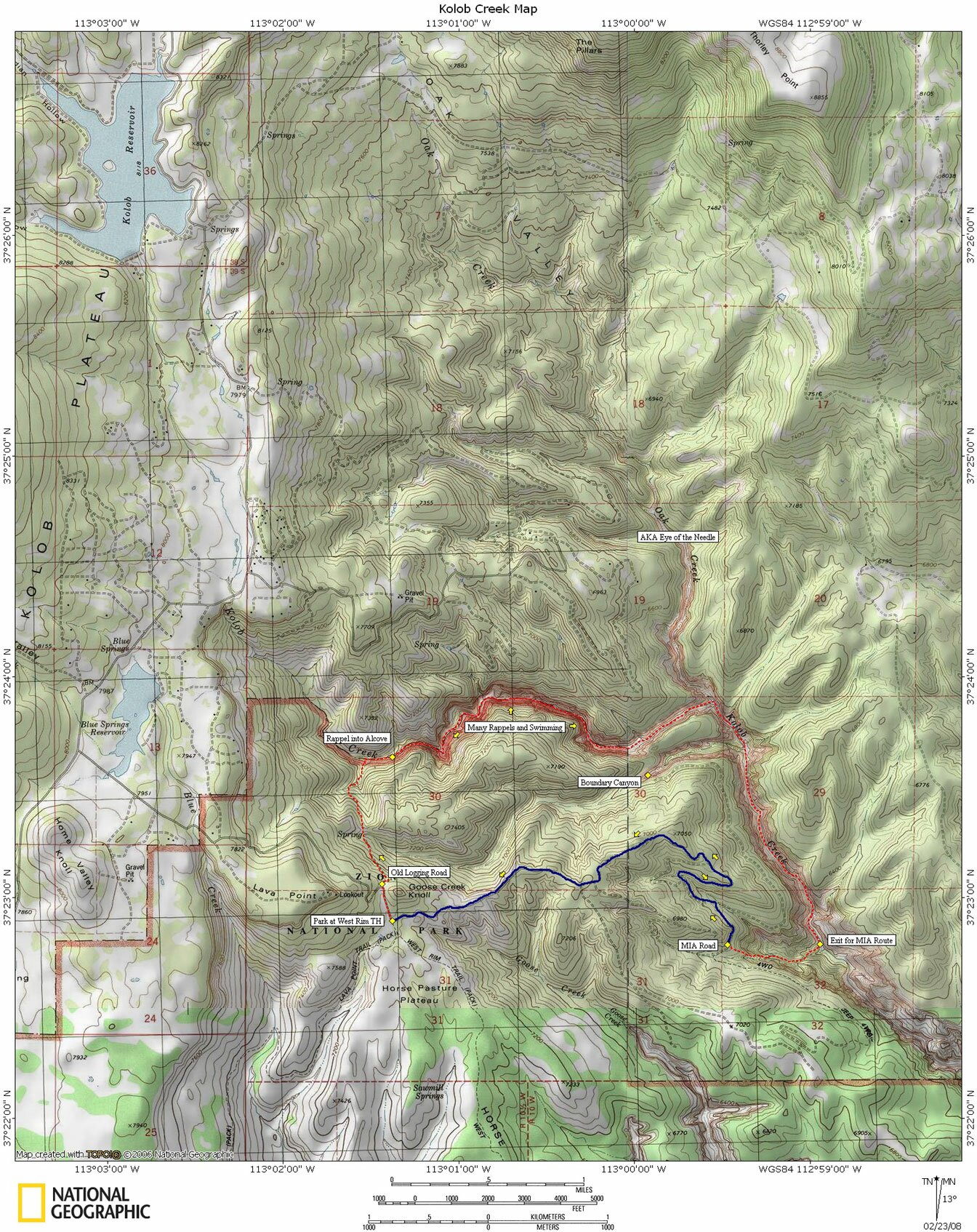 Kolob Canyon Map