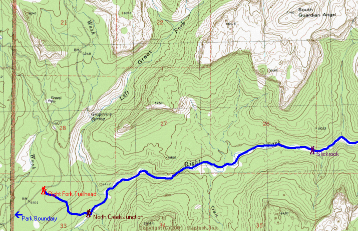 Right Fork North Creek map