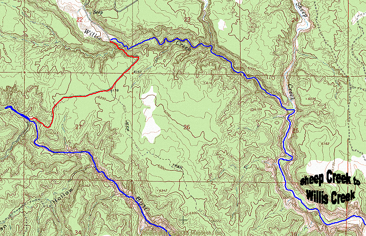 Map - Sheep Creek to Willis Creek