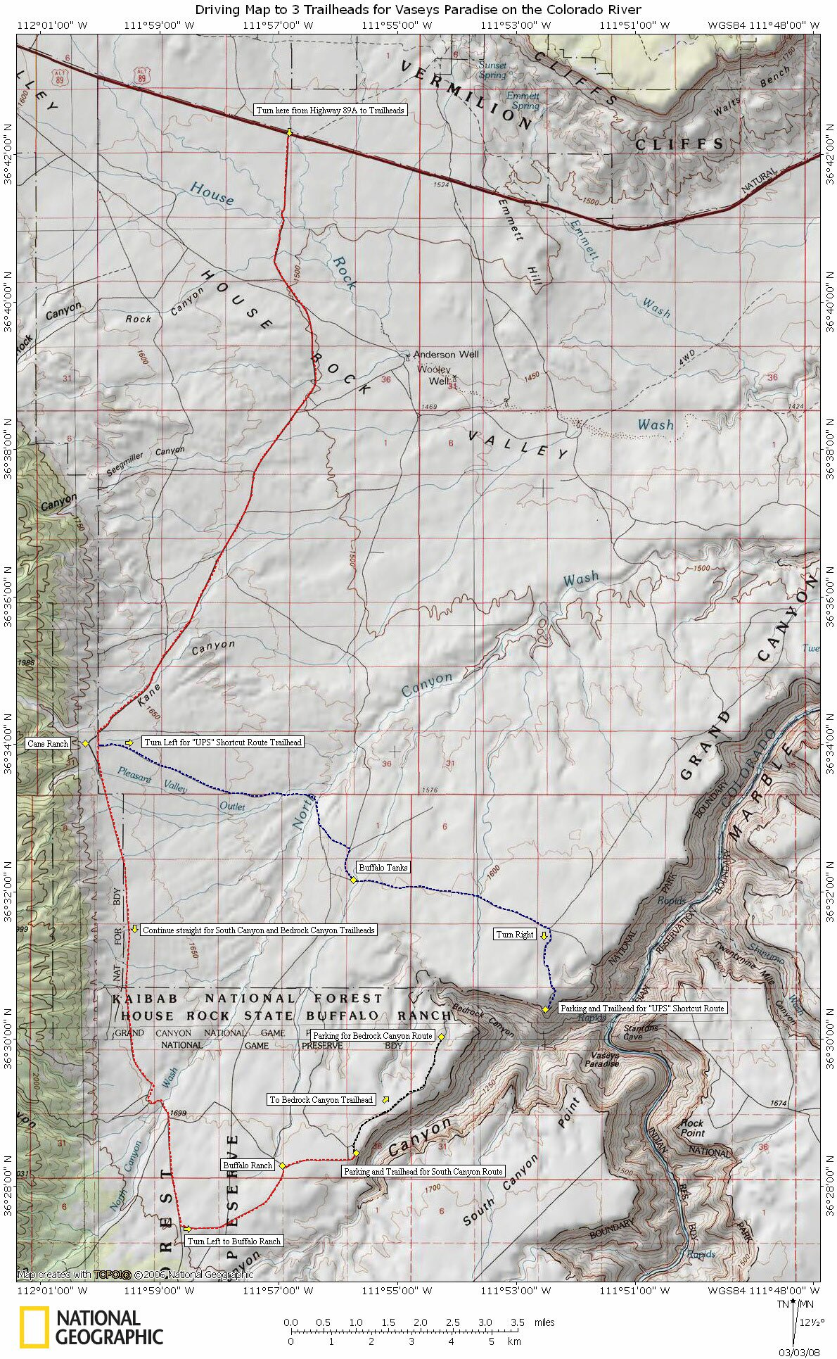 Map South Canyon Driving Map