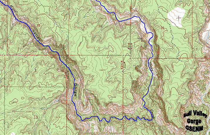 Bull Valley Gorge map - GSENM