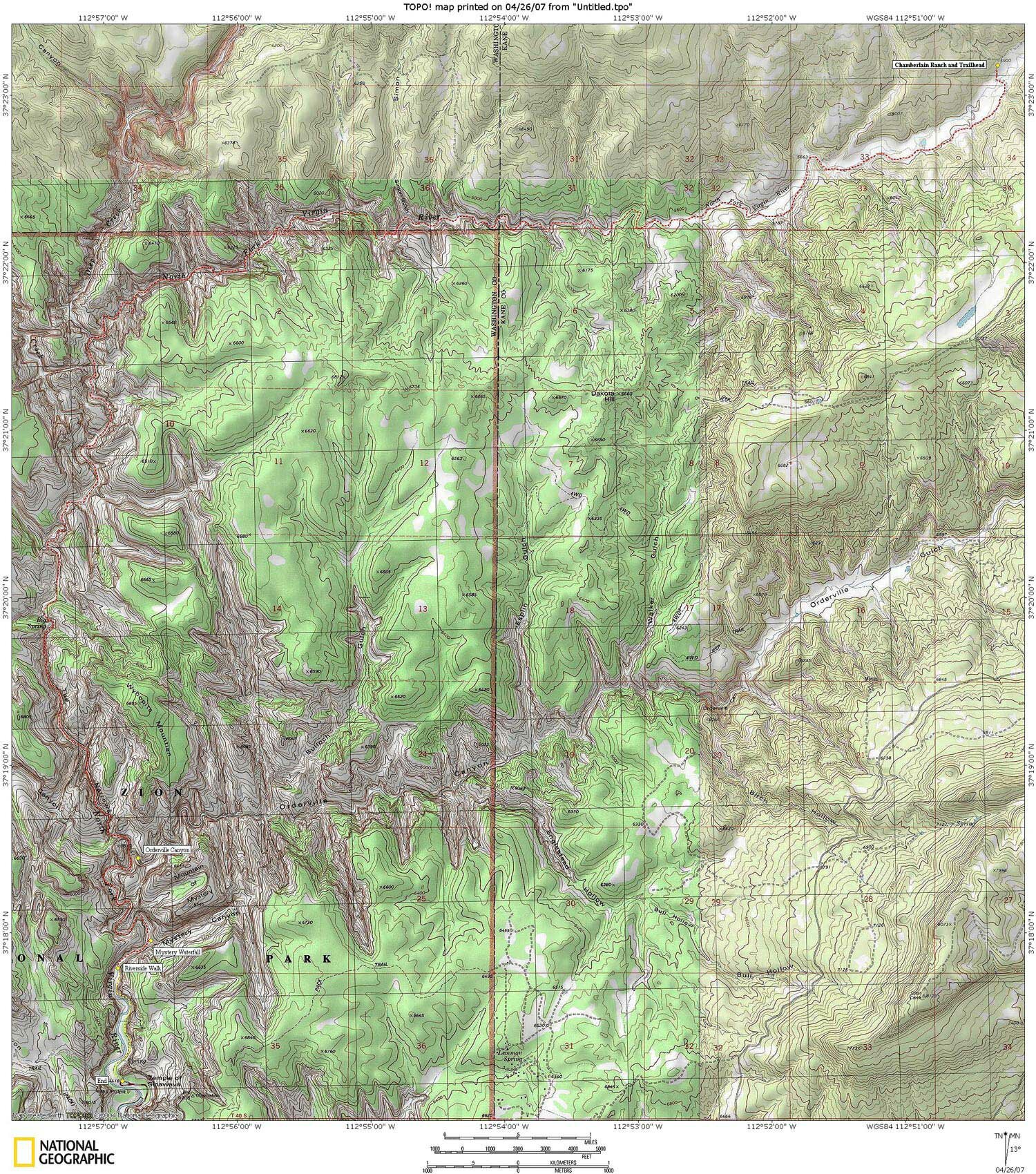 Zion Narrows Map