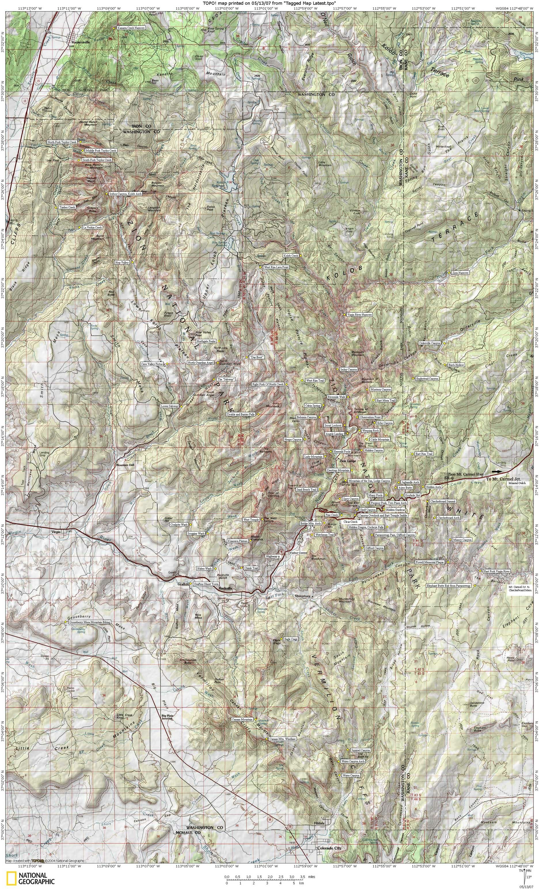 Zion Backcountry Topo Map