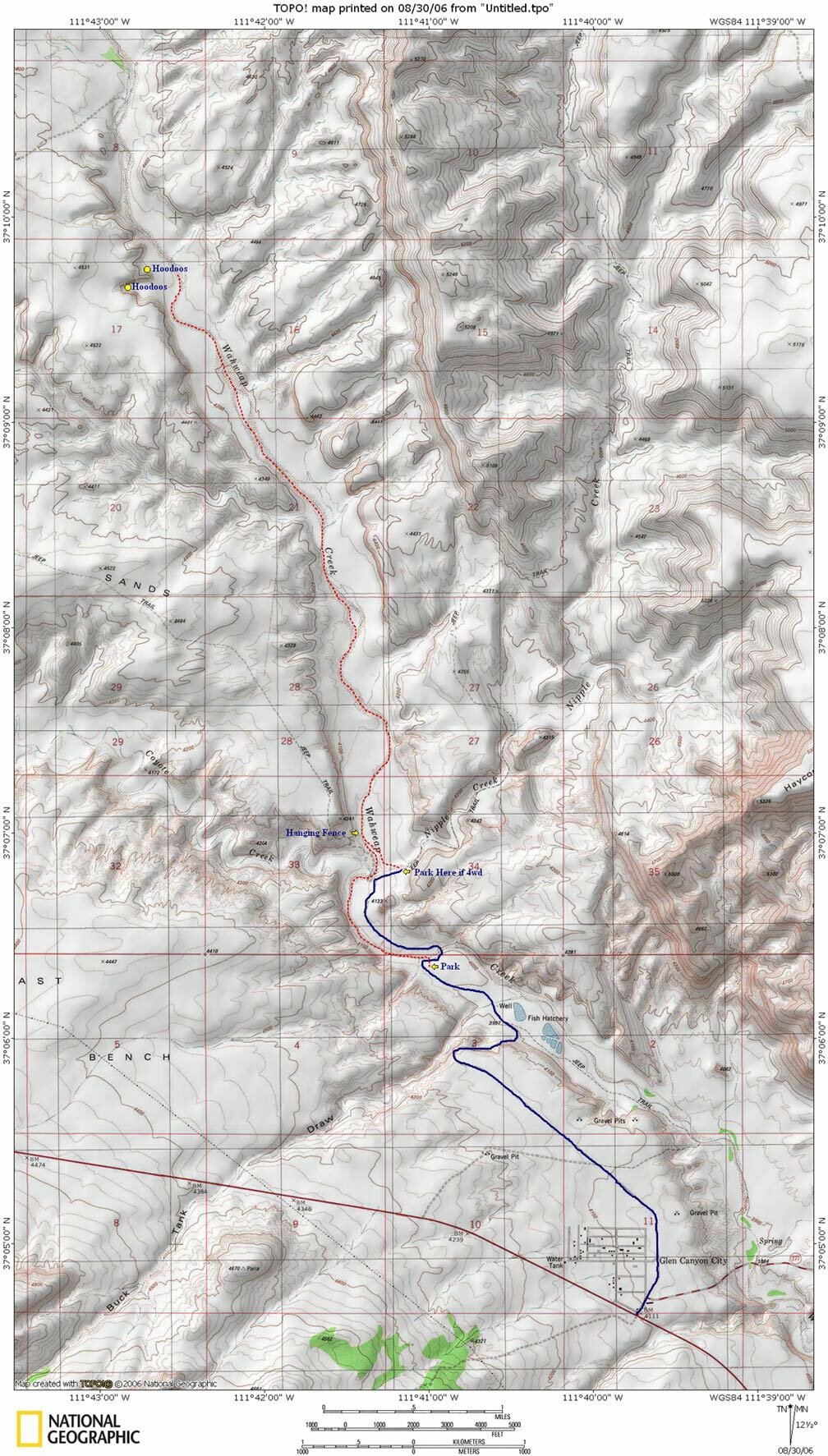 Wahweap Hoodoos Trail Map